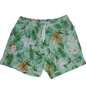 Onia The Charles Floral Hawaiian Athletic Board Shorts Drawstring Green …